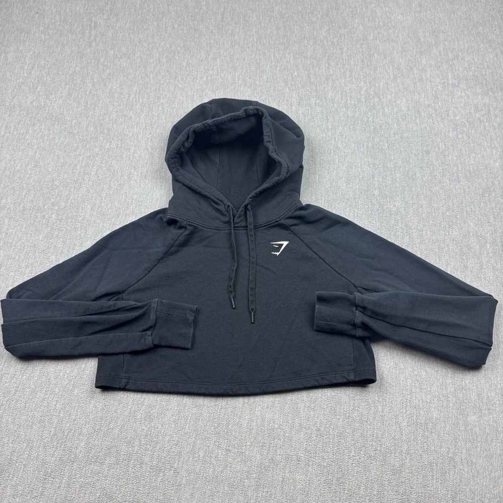 Gymshark Hoodie Womens Extra Small Black Cropped Athletic Training Gym Workout